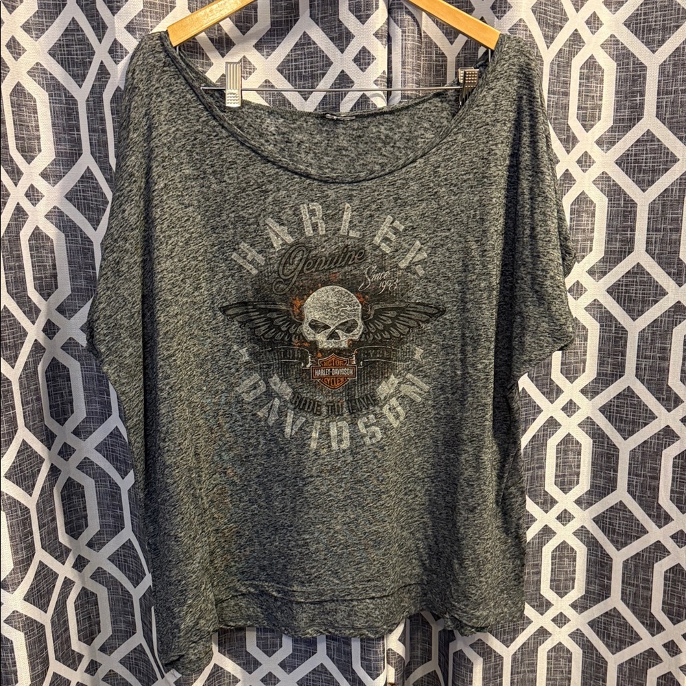 Harley-Davidson Ladies 3x Charcoal Skull Graphic Women's Tee